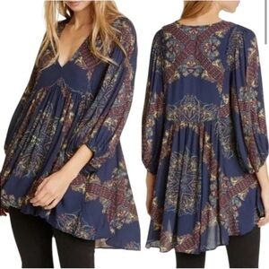 NWT FREE PEOPLE Girl Talk Hi-Low Tunic Dress in Midnight Size Small